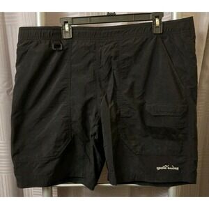 Eddie Bauer Tech Shorts‎ Mens L Black Drawstring Nylon Swim Hiking Cargo Board